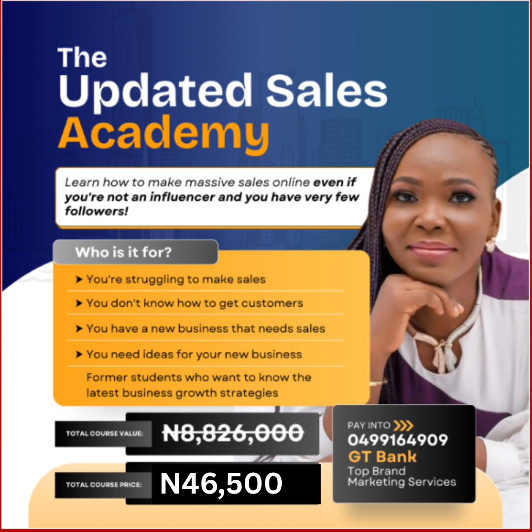 N46,500 The Life Changing Sales Academy. Updated Sales Academy
